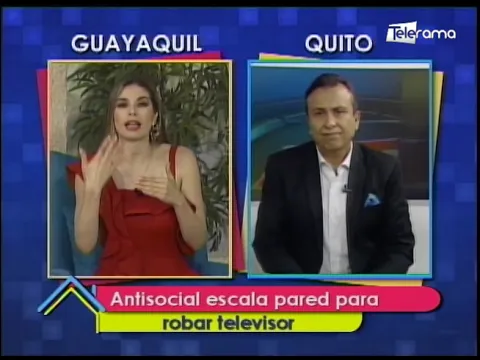 Antisocial escala pared para robar televisor
