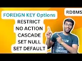 Foreign Key Options in SQL RESTRICT NO ACTION CASCADE SET NULL SET DEFAULT Explained
