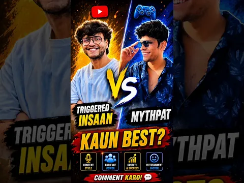 Triggered Insaan vs Mythpat 🔥 कौन है YouTube का असली King?😱Comparison.#shorts#viral#comparison#yt