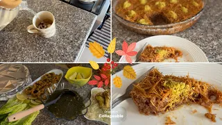 هدوء البيت وراحة ولادنا هو السعادة بسبوسة السميد المحمص بشعيرية الباكستانية كبه تركية 