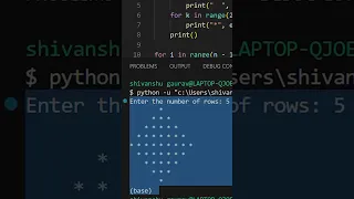 diamond pattern in python python for beginners