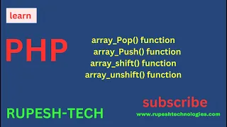 PHP array pop push shift unshift function Tutorials in Hindi