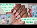 DOLLAR TREE NAIL REVIEW IONI BRUSH ON NAIL GLUE RHINESTONE GLUE