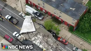 Severe weather leaves rips roof of apartment building in Philadelphia