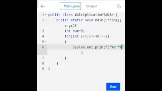 Multiplication table in Java Studywithraj86