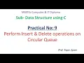 Pra 9 C Program on Perform Insert delete operation on Circular Queue