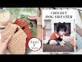 Lagu Wheat Stitch™ Dog Sweater Crochet Pattern in 8 Sizes - One piece top down construction