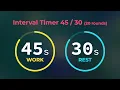 Interval Timer 45s with 30s rest 20 Rounds Workout Timer No Music