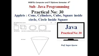 Practical-30 JPR Applets Cone Cylinders Cube Square inside circle Circle Inside Square