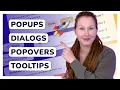 Popups dialogs popovers and tooltips UX Patterns