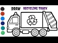 Recycling truck drawing coloring draw a picture of truck in newstyle simplecolor1 Draw - Toys