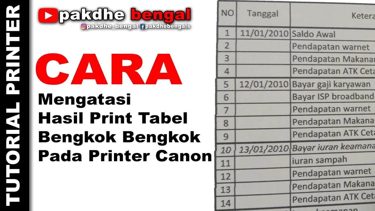 MEMPERBAIKI CANON IP 2770 HASIL PRINT GARIS TIDAK LURUS PATAH PATAH. 