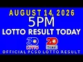 5pm Lotto Result Today August 14 2026 Swertres 3D Lotto Ez2 2D Lotto PCSO