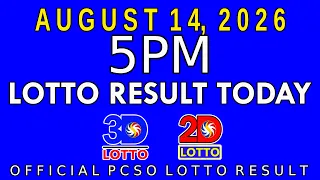 5pm Lotto Result Today August 14 2026 Swertres 3D Lotto Ez2 2D Lotto PCSO