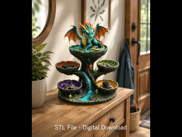 Baby Dragon Organizer Tree STL File for 3D Print video thumbnail