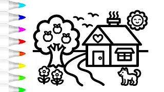 Easy house drawing for kids & Toddlers π β¨| Easy Steps House Drawing, Colouring and Painting