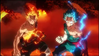 deku u0026 bakugo vs nine hero rising movie