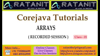 Core Java Tutorials ARRAYS by Mr Ratan class-01