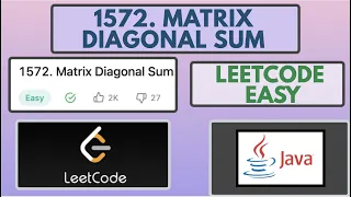 Leetcode 1572 Matrix Diagonal Sum Easy Java Solution