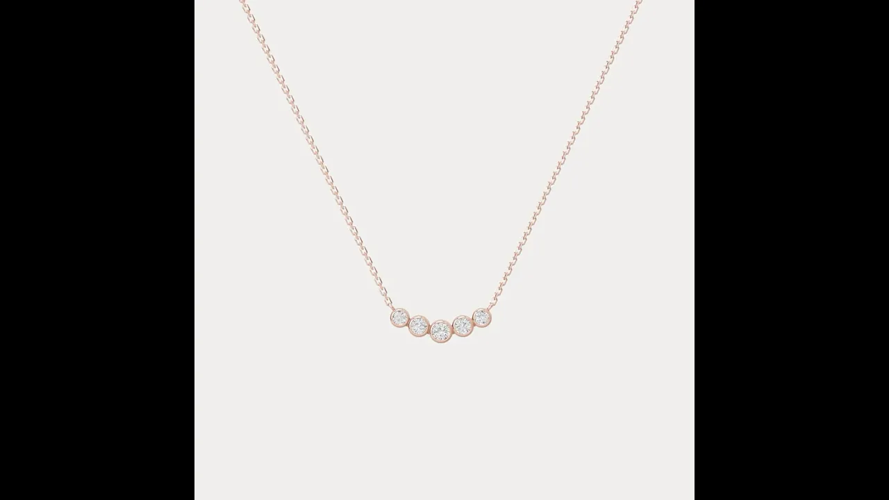 Five-Stone Bezel-Set Lab-Grown Diamond Bar Necklace in 14K Gold/Platinum