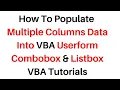 Get Populate Multiple Columns VBA Userform Listbox Combobox