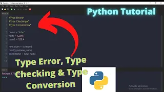 Type Error Type Checking Type Conversion Python Tutorial