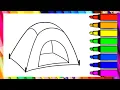 Camping Tent Coloring Page for Kids Printable Outdoor Adventure Coloring Sheet