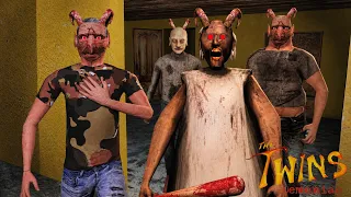 Twins and Granny Demonic Forms in Granny Twins Gameplay