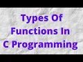 Types Of Functions In C Language Library Functions User-defined Functions
