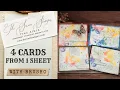 Easy One Sheet Wonder Cards with Brusho 4 Cards from One Background