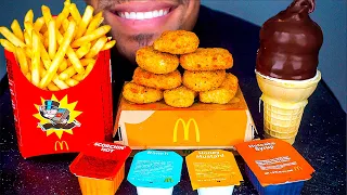 mcdonalds chicken nuggets ice cream cone dipped chocolate crispy french fries big bites asmr mukban