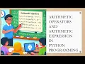 Arithmetic Operators Expressions Python Programming Class 11 Computer Science CBSE Board
