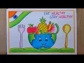 National Nutrition Week Poster drawing World Food Day drawing Healthy Diet chart Drawing Food chat