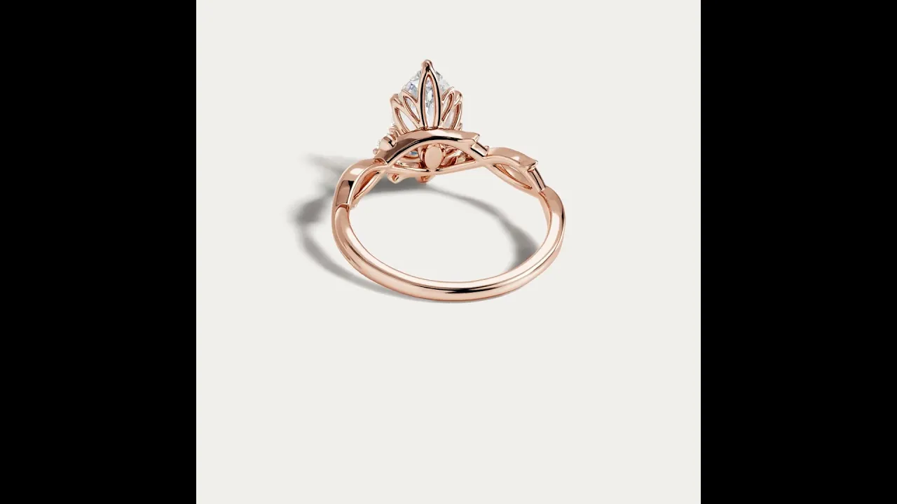 Hester丨Marquise Cut Lab Diamond Intertwined Accent Engagement Ring