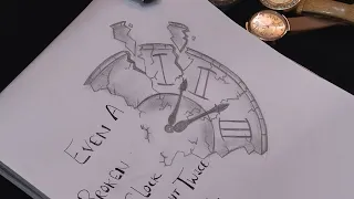 Half Broken Clock Drawing Easy Art Step by Step Tutorial Beautiful Sketch