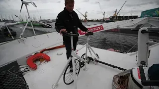 OnBoard Francis Joyon’s IDEC, Massive ULTIM Cyclor! Francis has to be fit. The Bike is for Winches