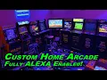 My Custom Home Arcade Tour - Fully Alexa Enabled Blacklight Carpet Retrogames and Arcade 1up s