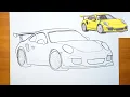 How To Draw PORSCHE Car Porsche 911 GT3 Car Drawing EASY Tutorial