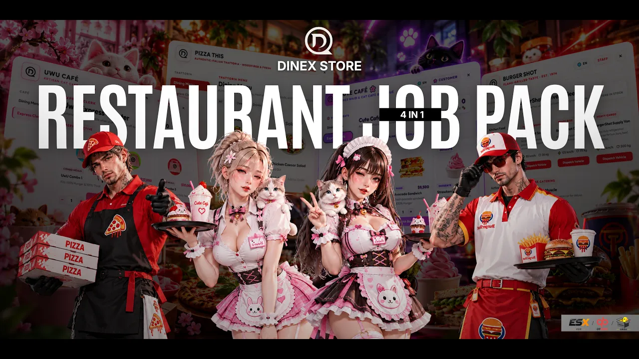 🍽️ DINEX RESTAURANT PACK [ESX • QBCore • QBOX] [ESCROW]