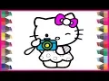 Hello Kitty Coloring Pages for Kids How to Draw Kitty with Camera Youtube Art for Children