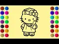 Coloring Hello Kitty as a Professor at Her Graduation Ceremony Using Colored Sand Coloring Page