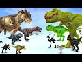 Dinosaurs vs Black Dinosaurs T-Rex Brachiosaurus Size Comparison Epic Battle Animal Revolt Battle
