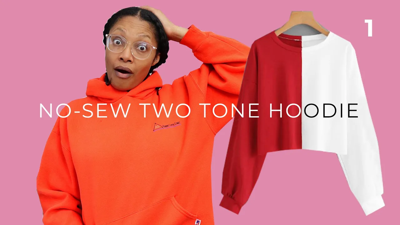 No Sew Laced Up Two Tone Hoodie Upcycle!