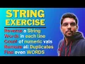 Reverse a string Remove duplicates from string Count words in each line if else exercise Python