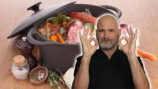 Sausages with tender and tasty lentils recipe - smoked sausage, lentils and carrots