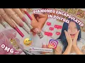 TRYING INSTAGRAM VIRAL DIAMONDS ENCAPSULATED IN POLYGEL NAIL HACK CRAZY NAIL ART DESIGN TUTORIAL