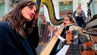 Little girl pulls out a harp and makes the pianist cry...😳