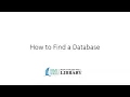 How to Find a Database