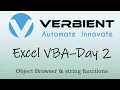 Excel-VBA Day 2 Datatypes string functions introduction to object browser