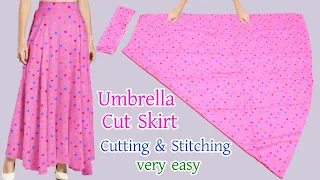 Umbrella skirt cutting and stitching very easy for beginner 2024/স্কার্ট কাটিং নতুনদের জন্য
